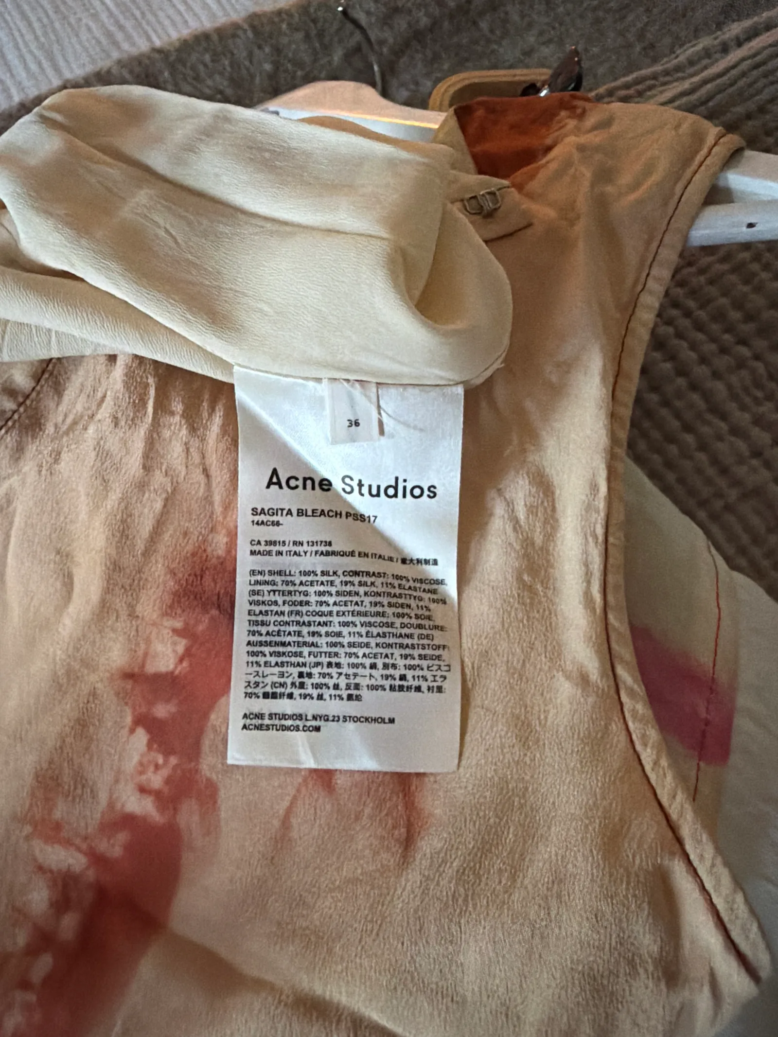 Acne Studios Sagita Bleach Pss17-sidenklänning - Image 3