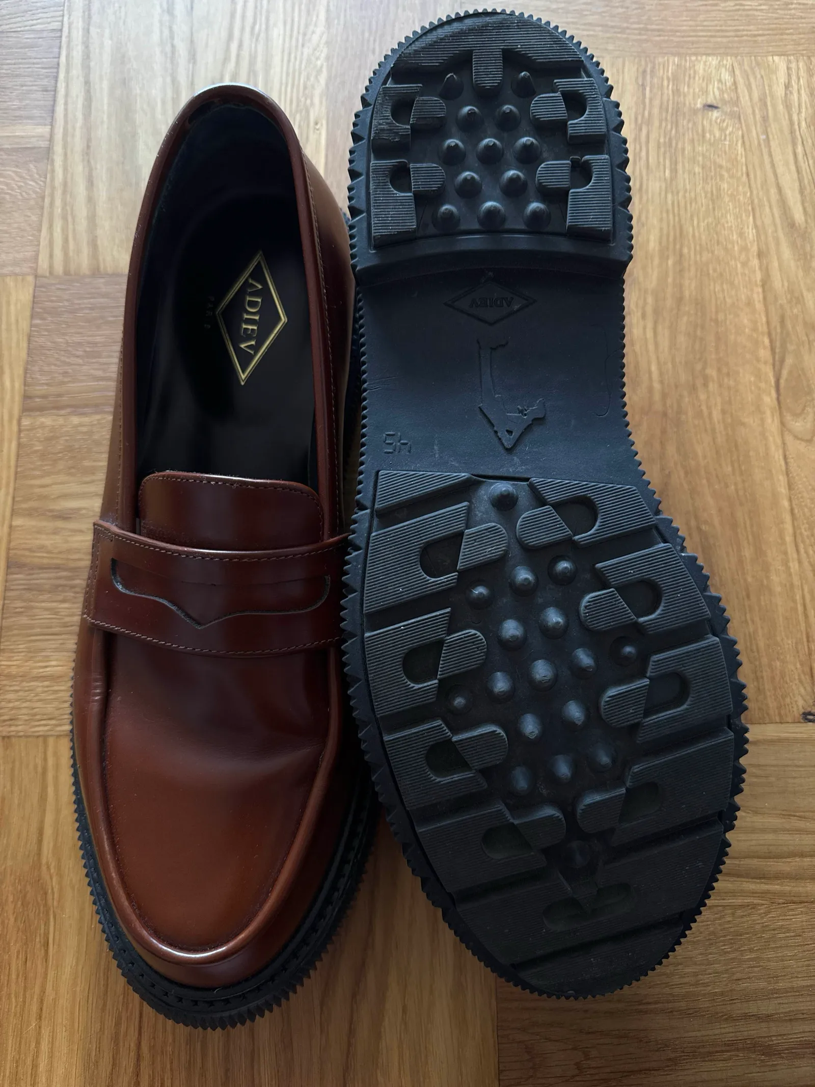 Adieu Type 159 Shoes Gold Brown-skinnloafers - Image 3