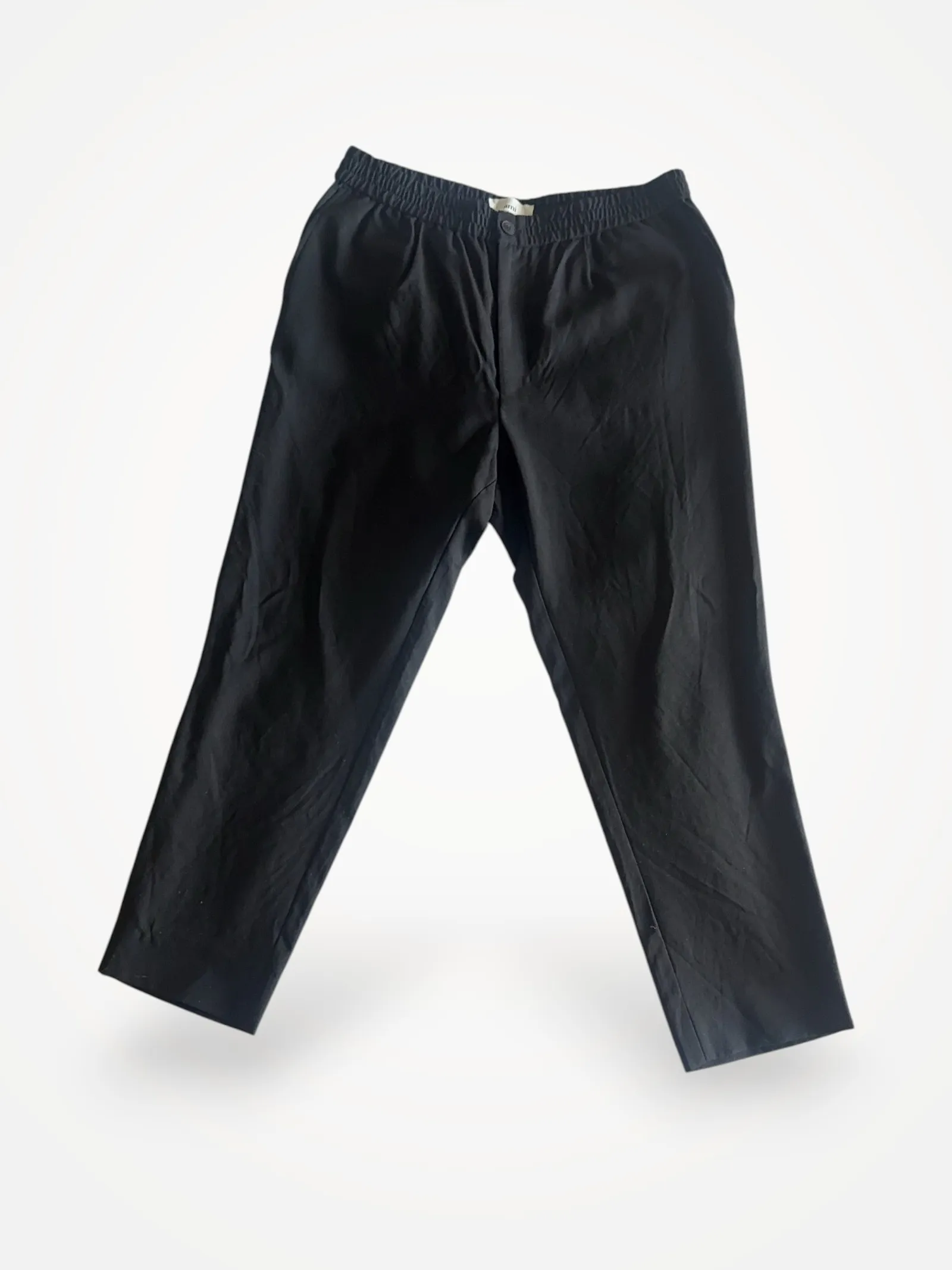 Ami Tapered Cropped Pleated Virgin Wool-ullbyxor