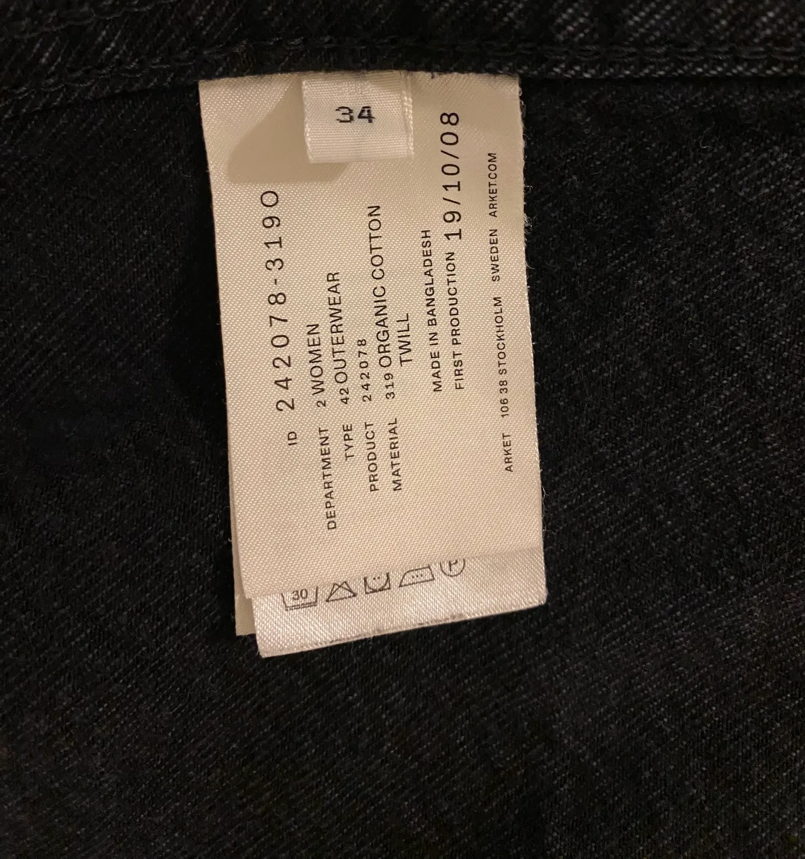 Arket Soft Black Organic Twill Work Style-jacka - Image 3
