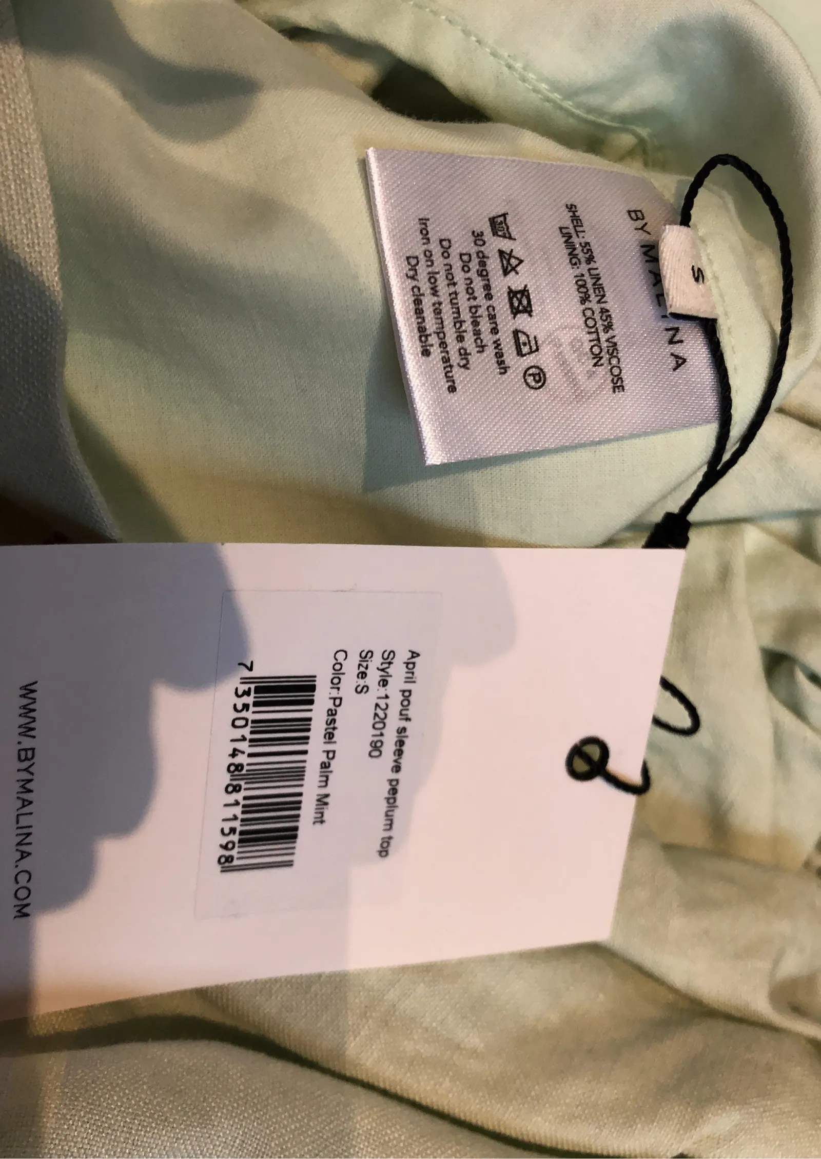 By Malina April Pouf Sleeve Peplum-linneblus NWT - Image 3