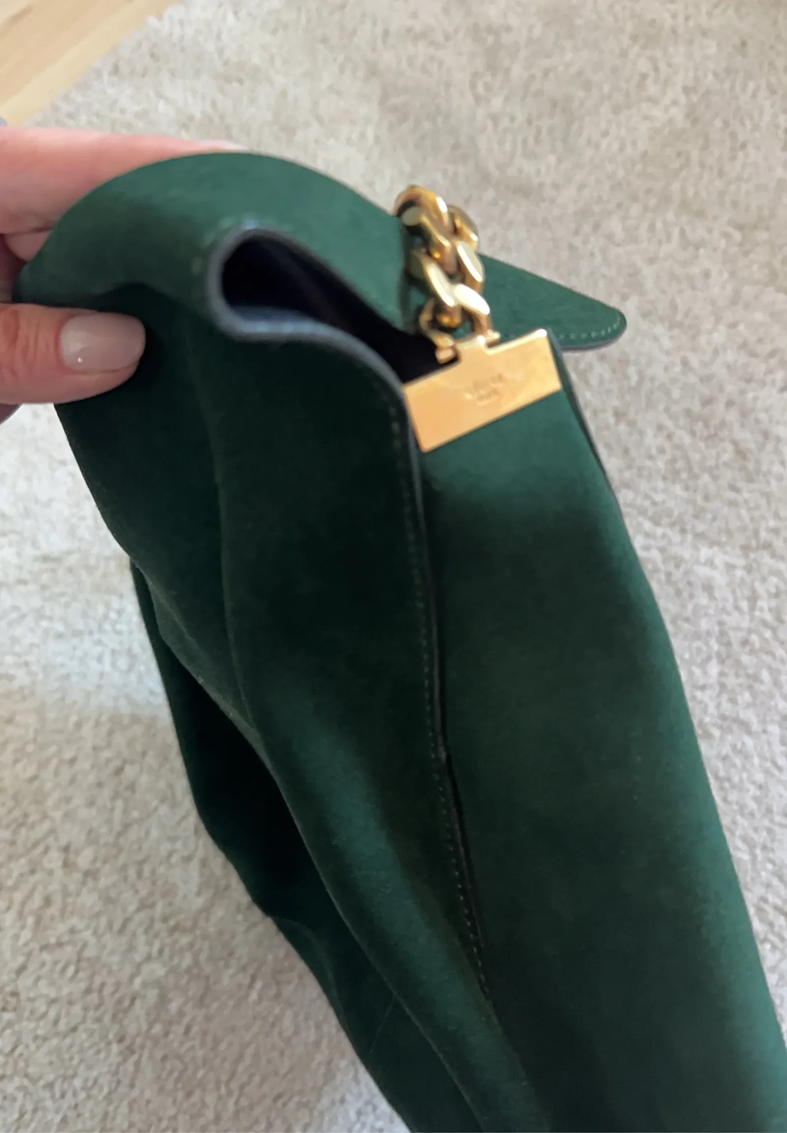 Céline Gourmette Suede Green-axelremsväska - Image 6