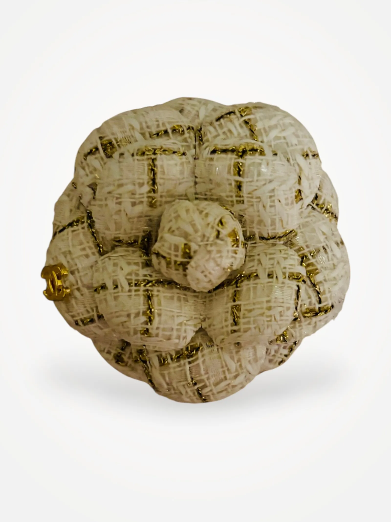 Chanel Tweed Camellia Cc Brooches-brosch
