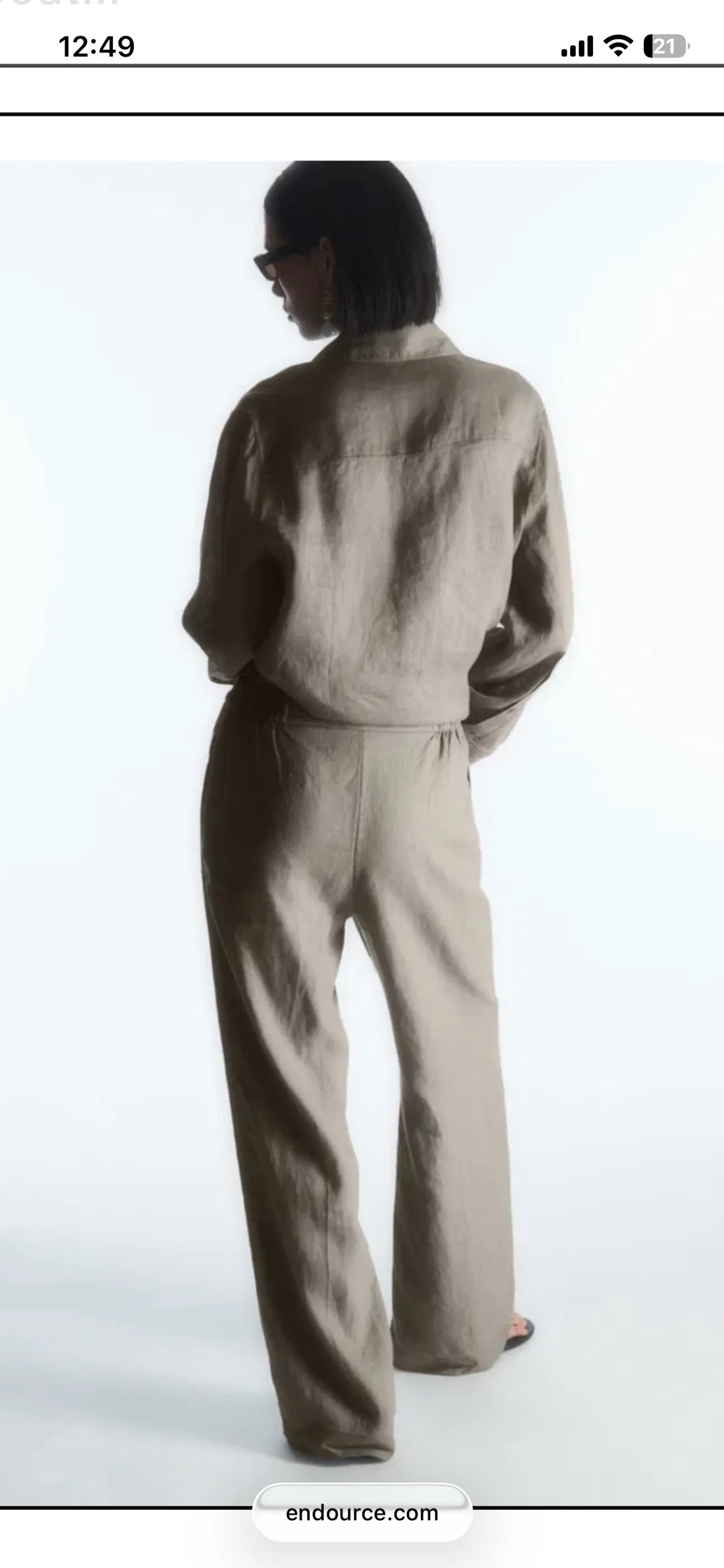 Cos Wide Leg Tailored Linen Stone-linnebyxor - Image 3