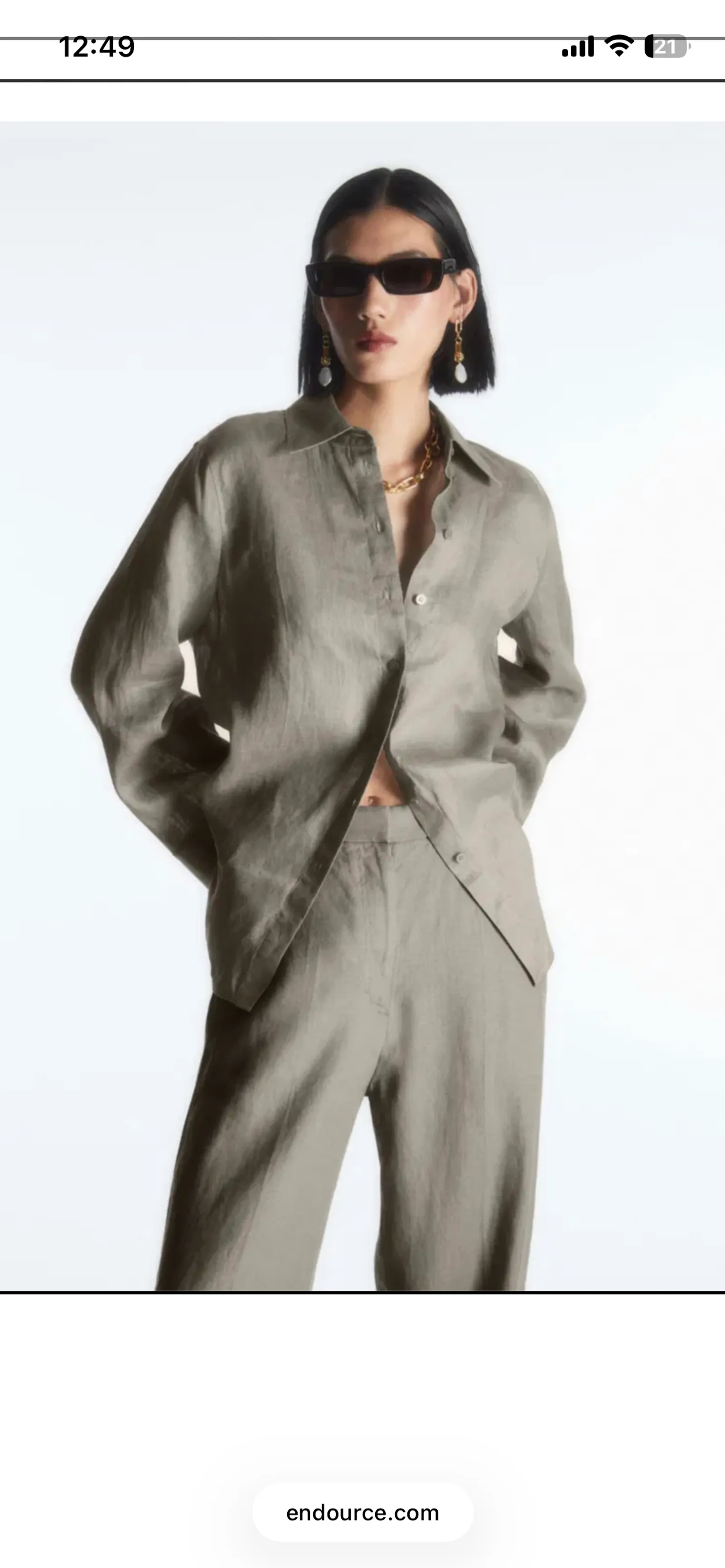 Cos Wide Leg Tailored Linen Stone-linnebyxor - Image 4