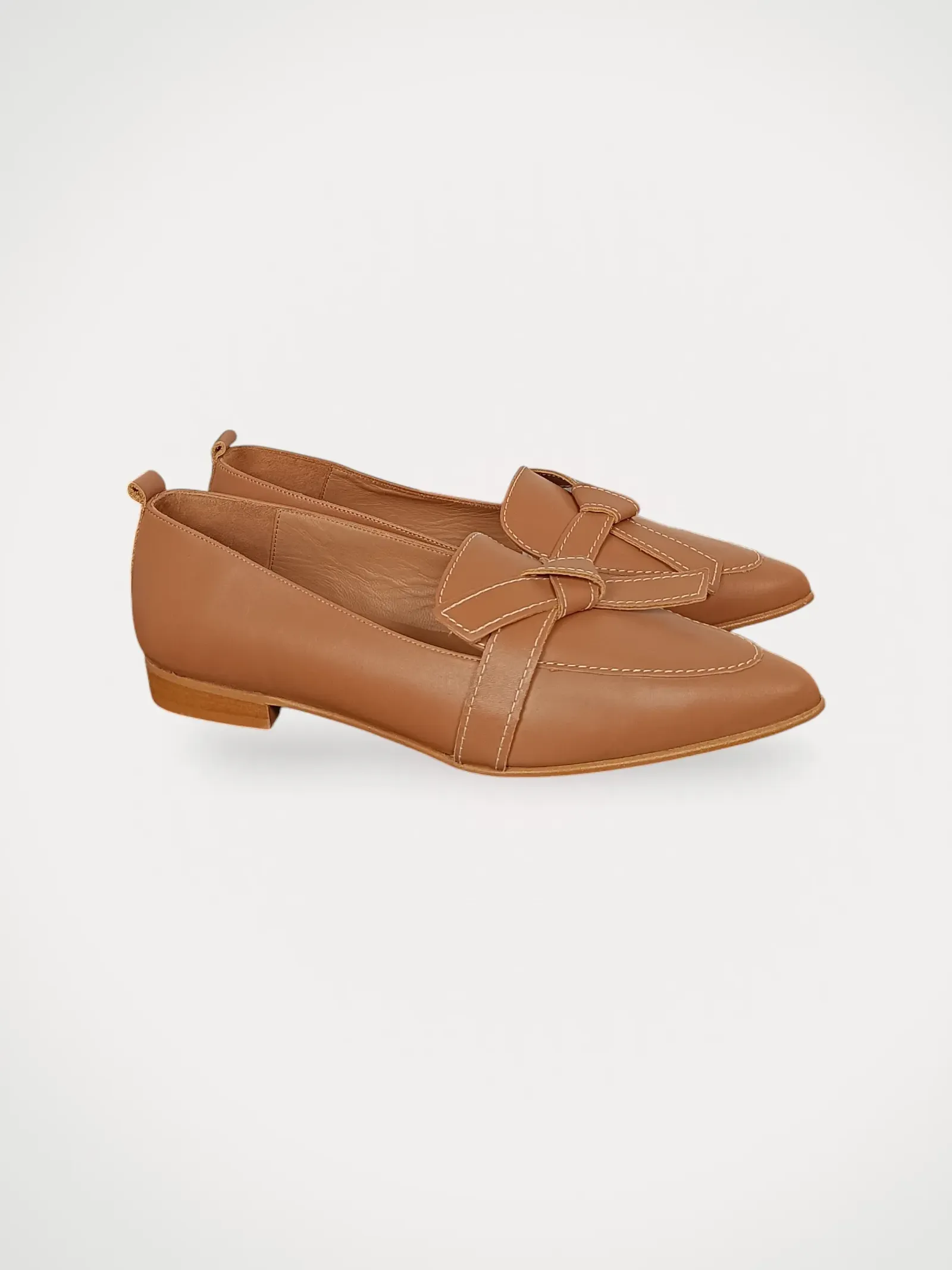 Flattered Ally Cognac Leather-skinnloafers - Image 2