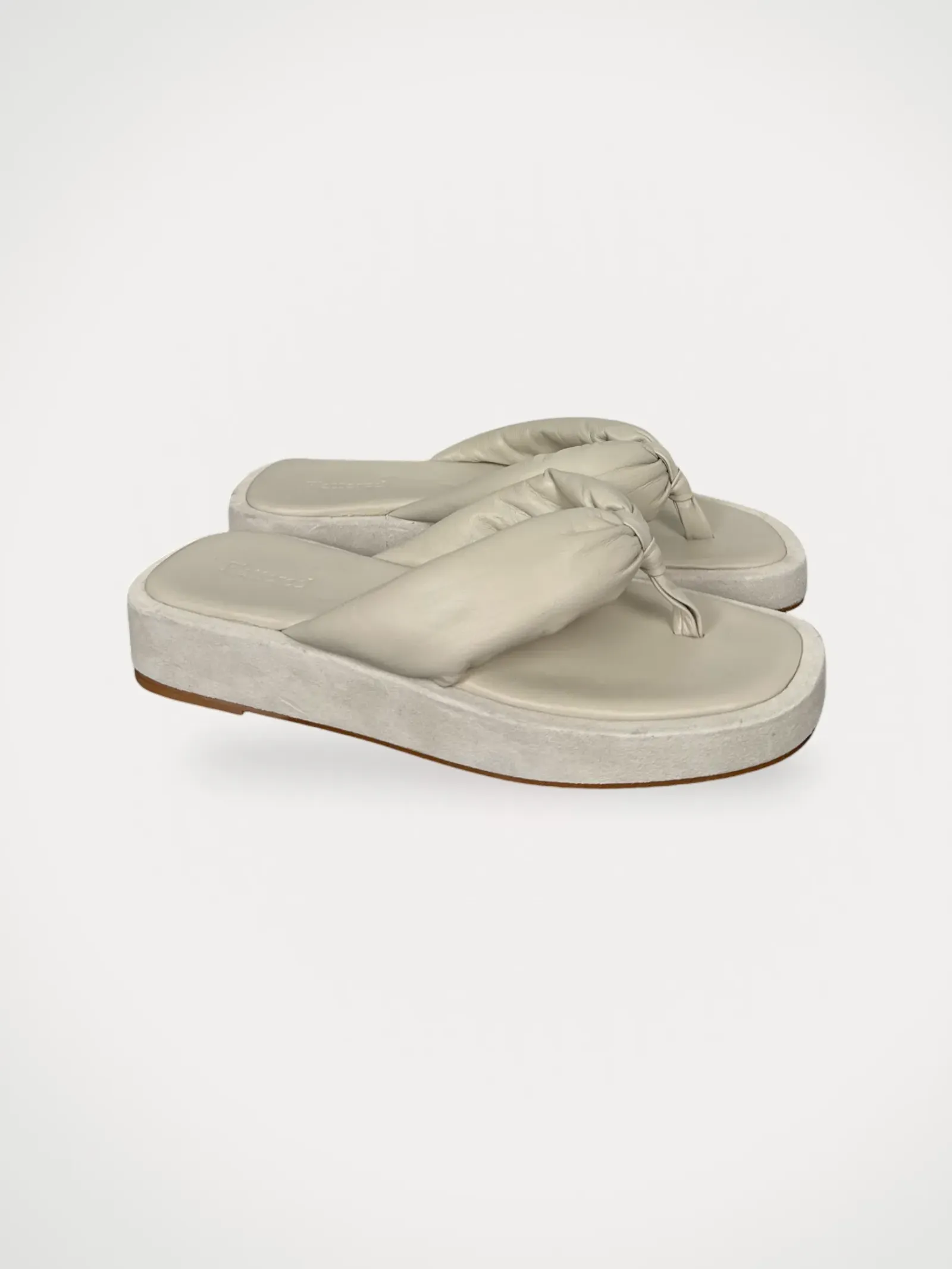 Flattered Blair Creme Leather / Suede-skinnsandaler - Image 2
