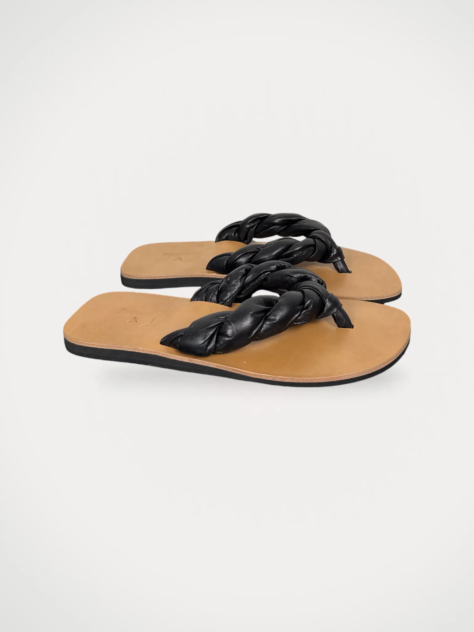 Flattered Blanche Black Leather-skinnflip-flops - Image 2
