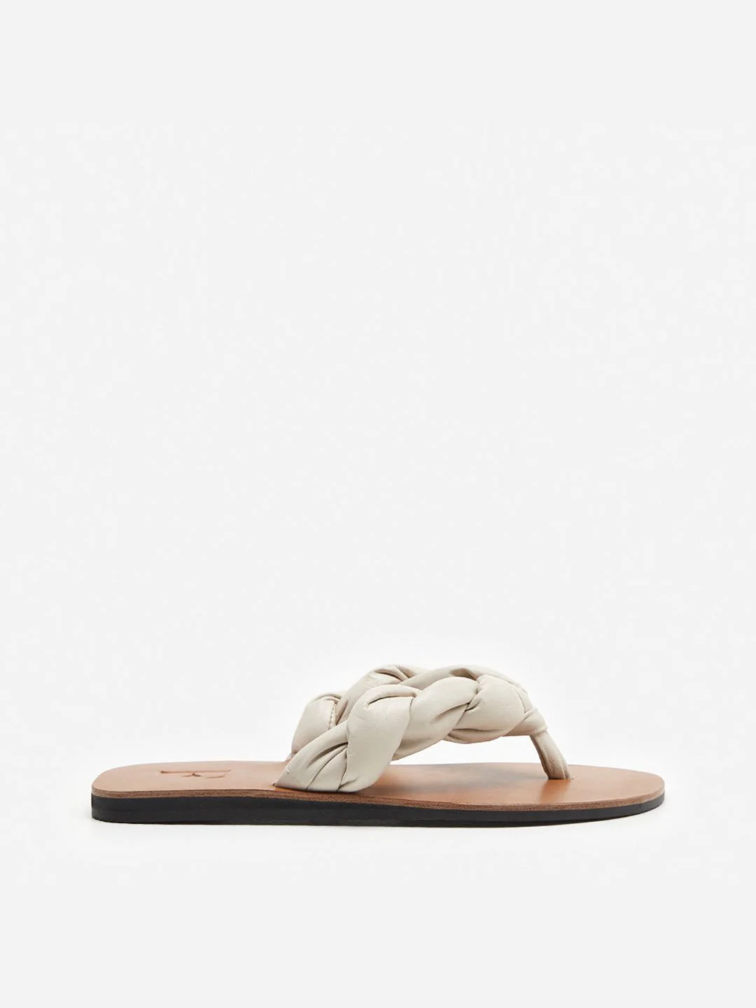 Flattered Blanche Creme Leather-skinnflip-flops NWOT