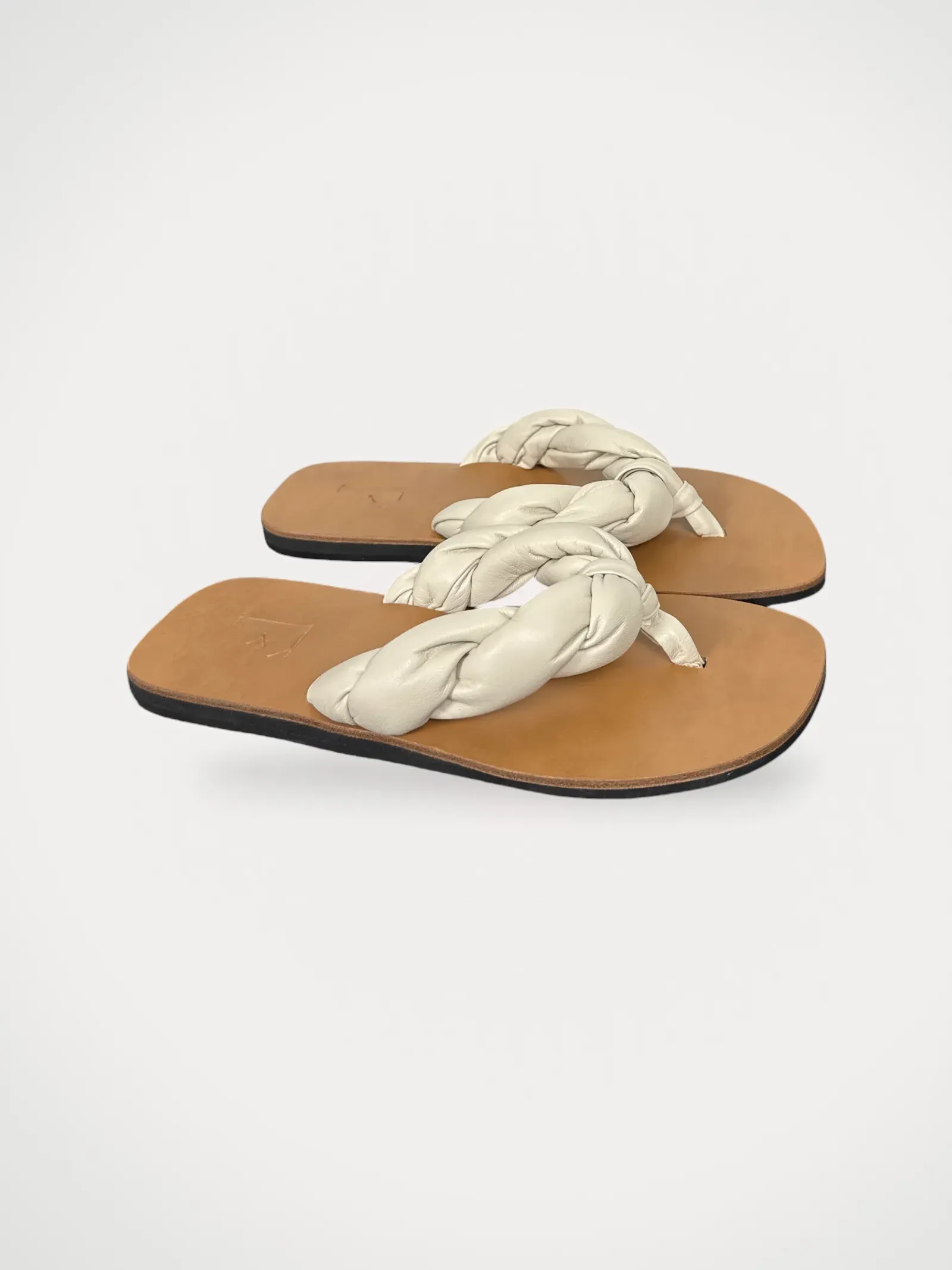 Flattered Blanche Creme Leather-skinnflip-flops NWOT - Image 2