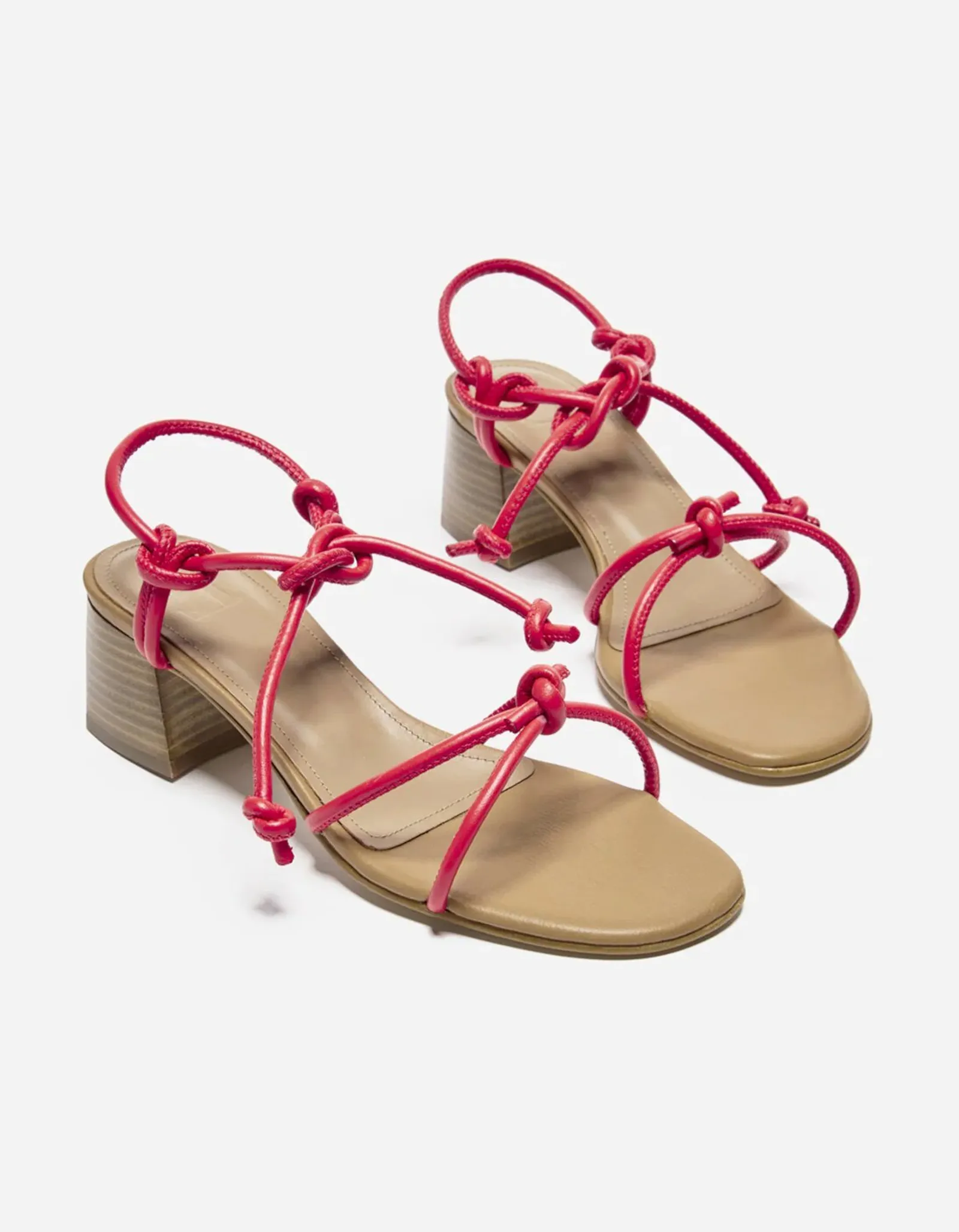 Flattered Edith Coral Red Leather-skinnklackar NWOT