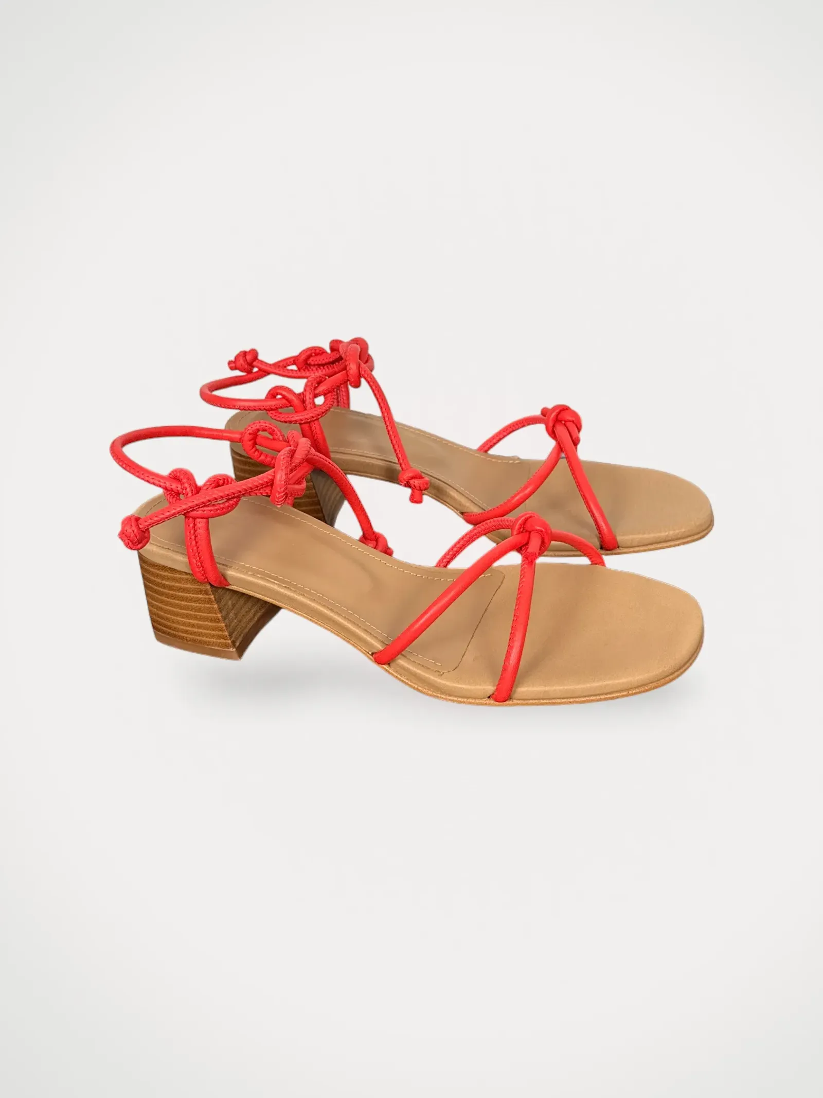 Flattered Edith Coral Red Leather-skinnklackar NWOT - Image 2