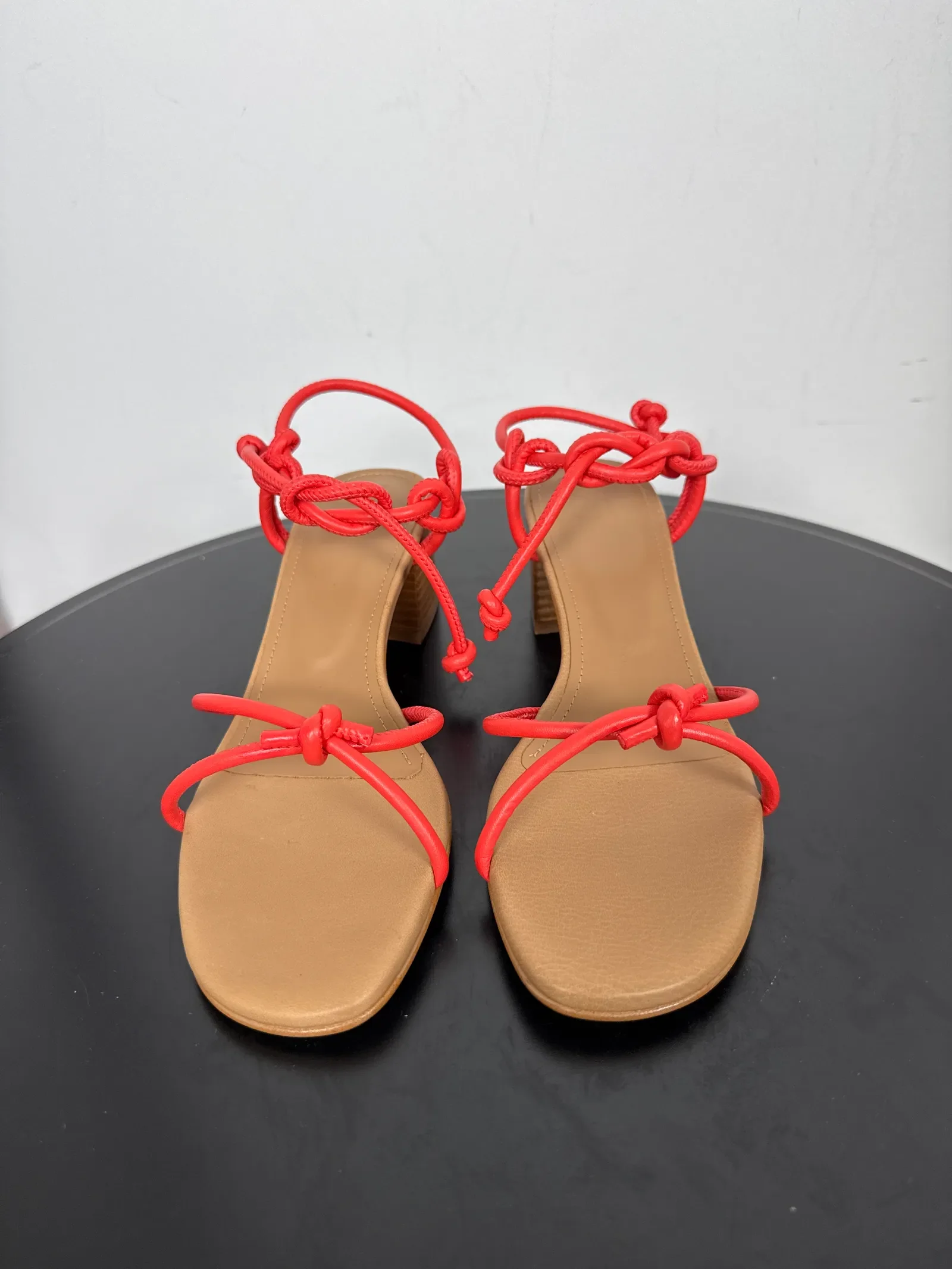 Flattered Edith Coral Red Leather-skinnklackar NWOT - Image 4