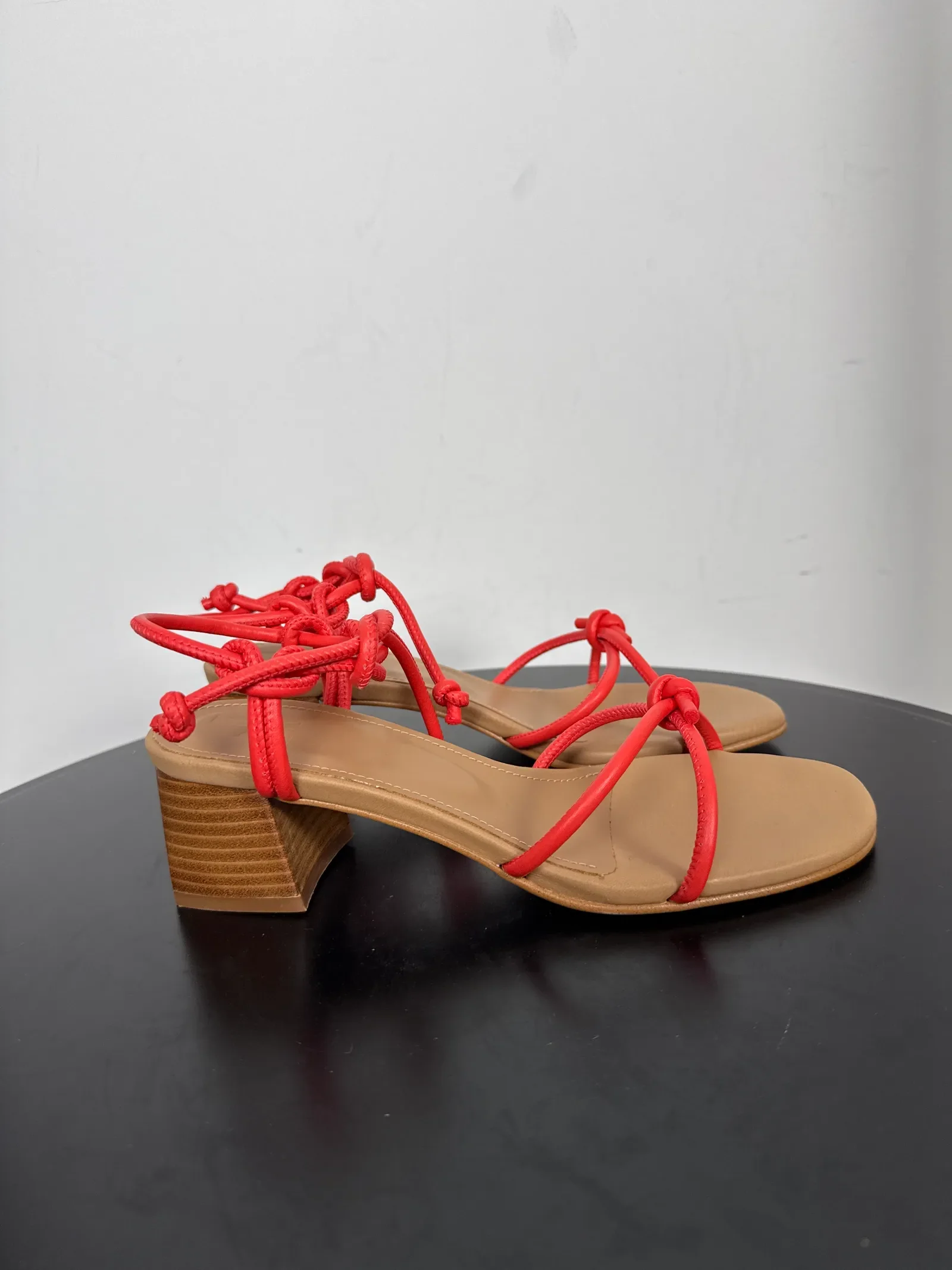Flattered Edith Coral Red Leather-skinnklackar NWOT - Image 6