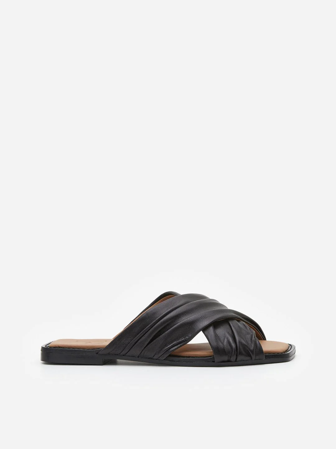 Flattered Gabriella Black Leather-skinnsandaler NWOT