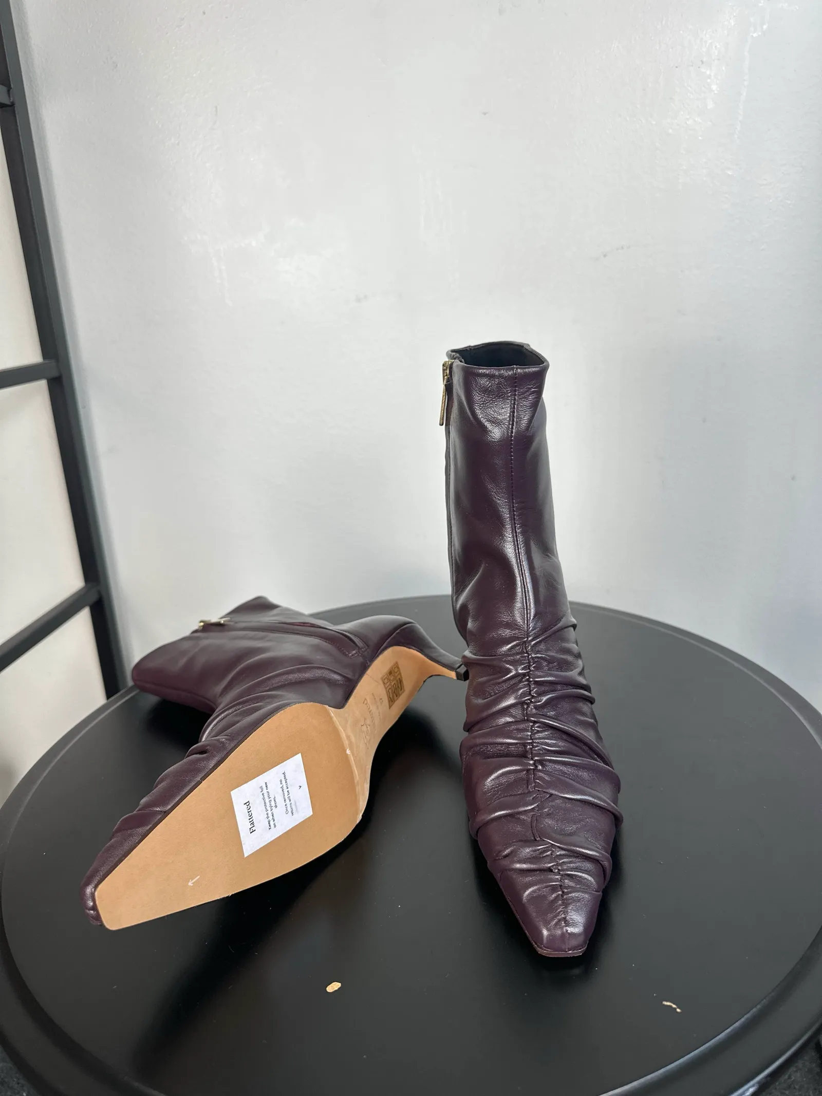 Flattered Minna Leather Burgundy-skinnboots - Image 5
