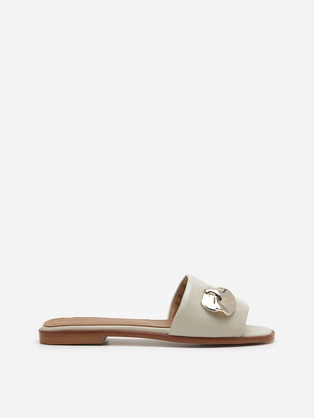 Flattered Mira Creme Leather-skinnsandaler NWT