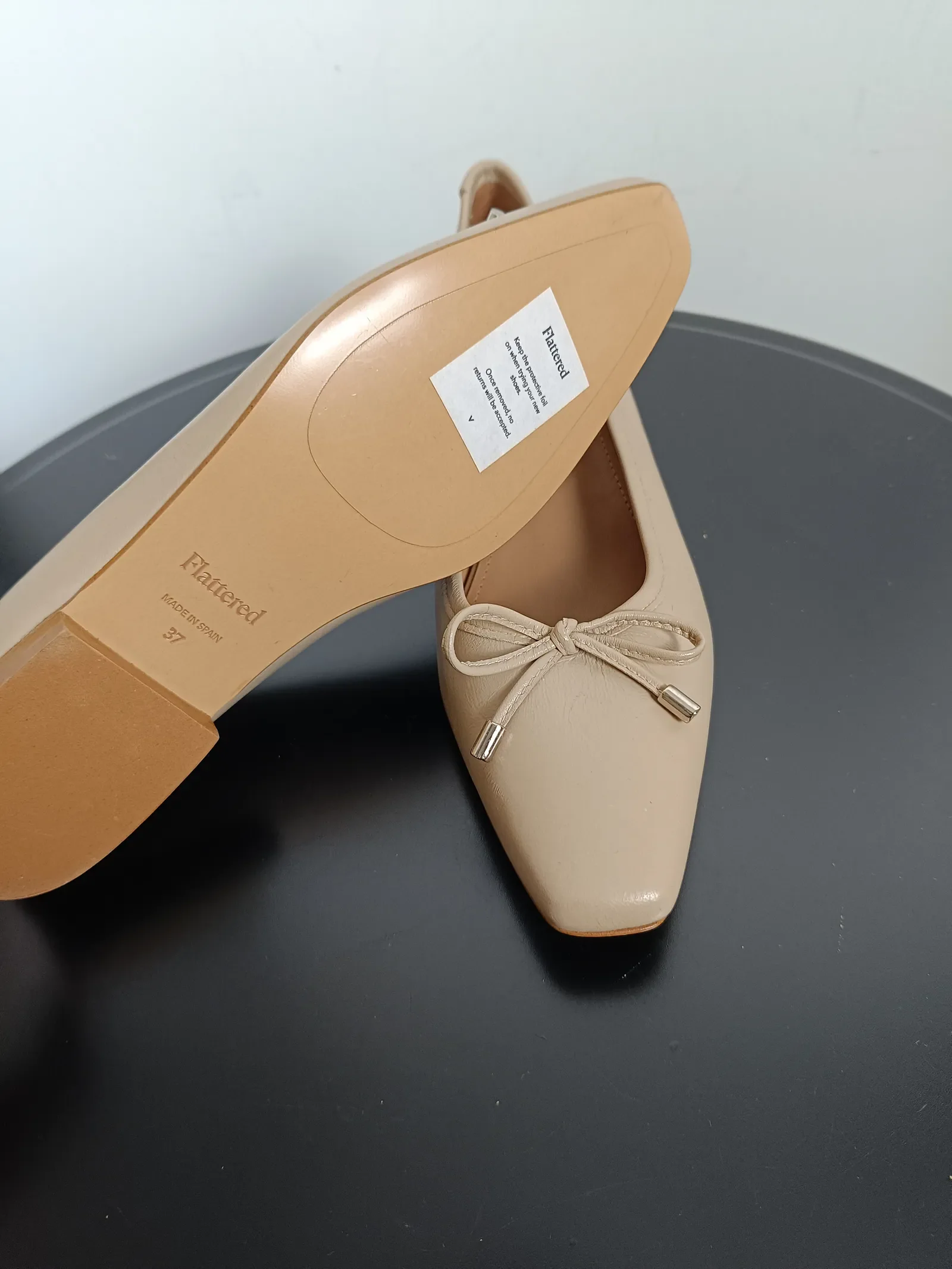 Flattered Monica Leather Beige-skinnballerinaskor - Image 3