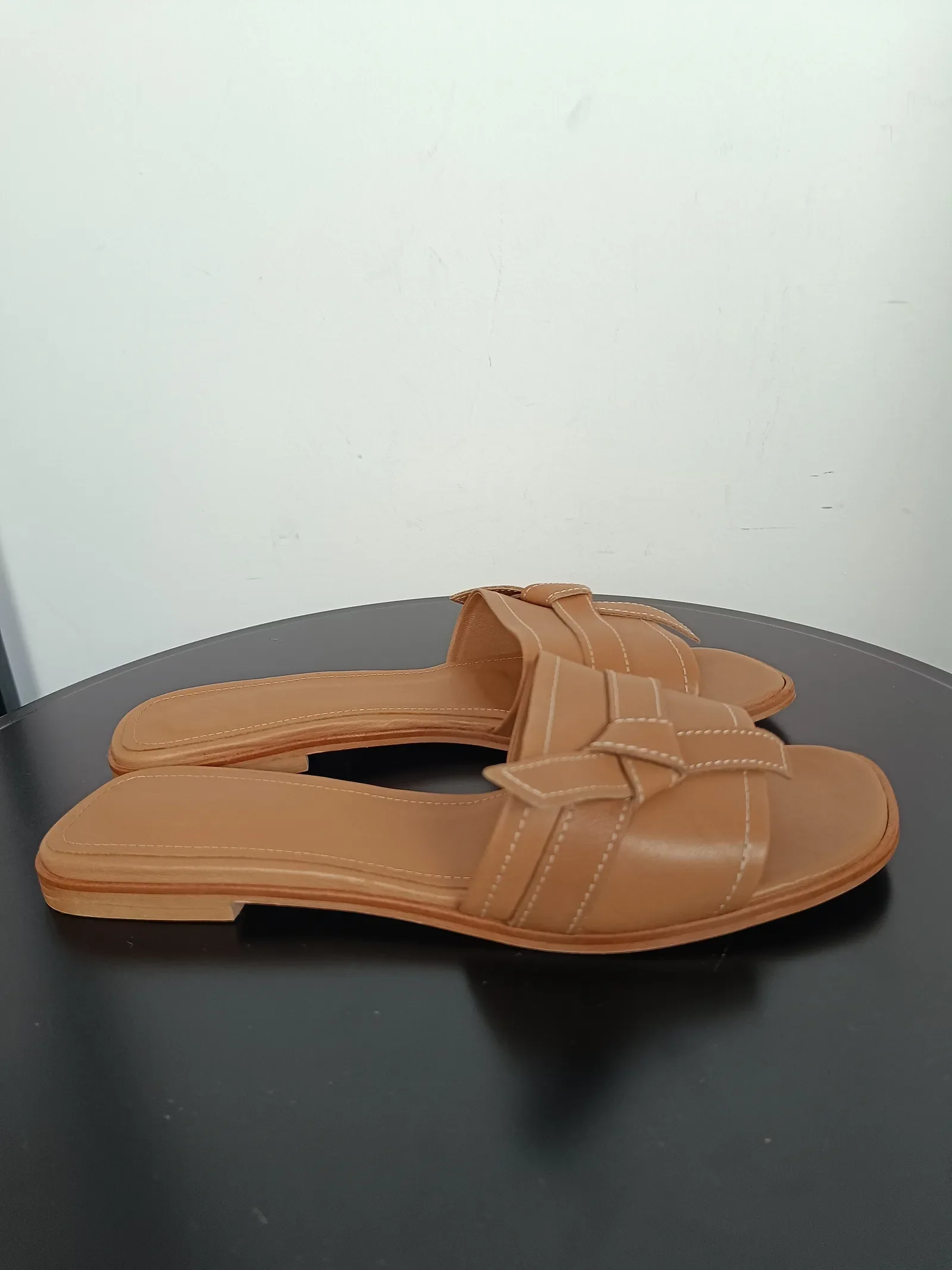 Flattered My Cognac Leather-skinnsandaler - Image 5