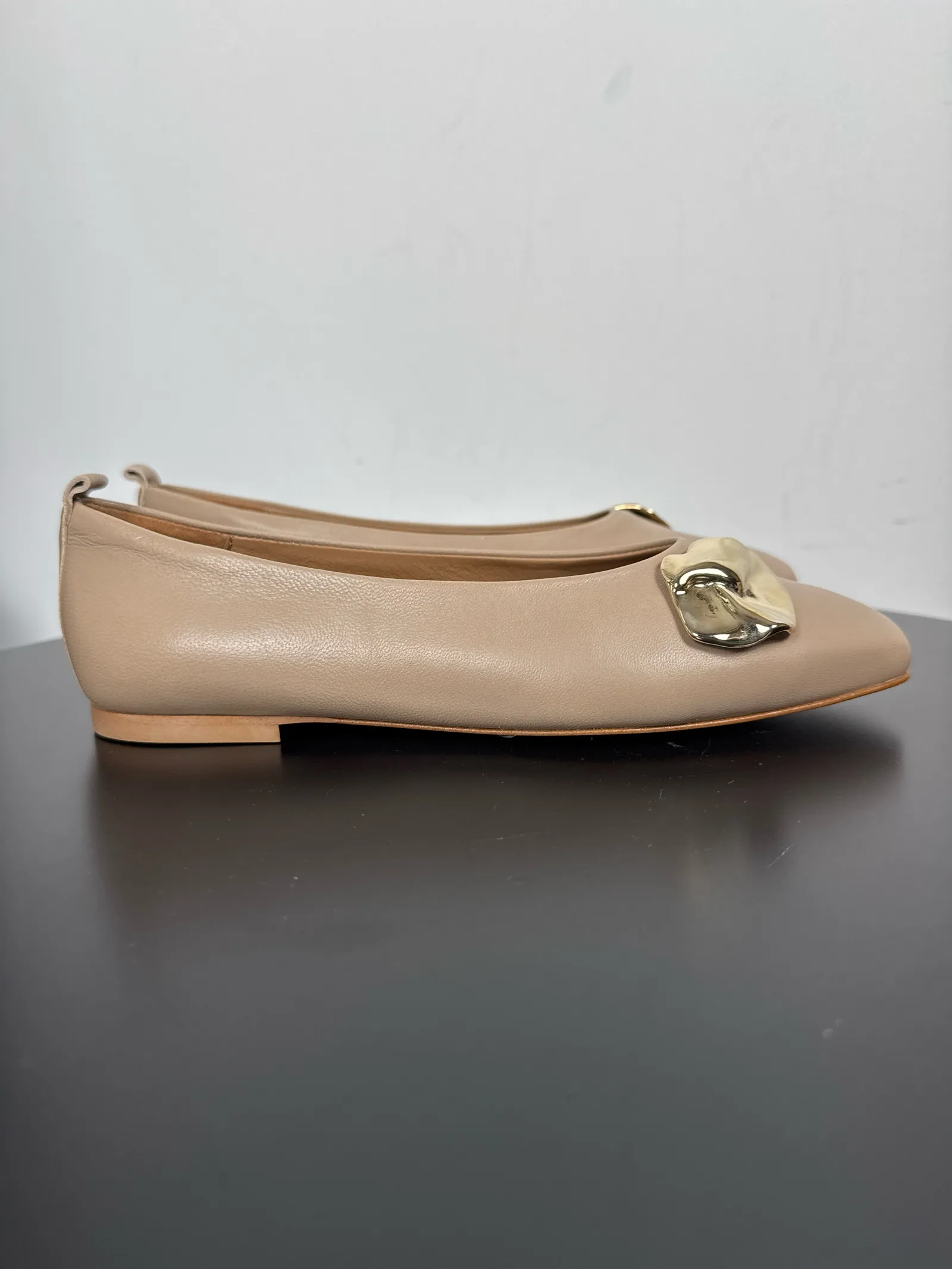 Flattered Natasha Beige Leather-skinnballerinaskor NWT - Image 6