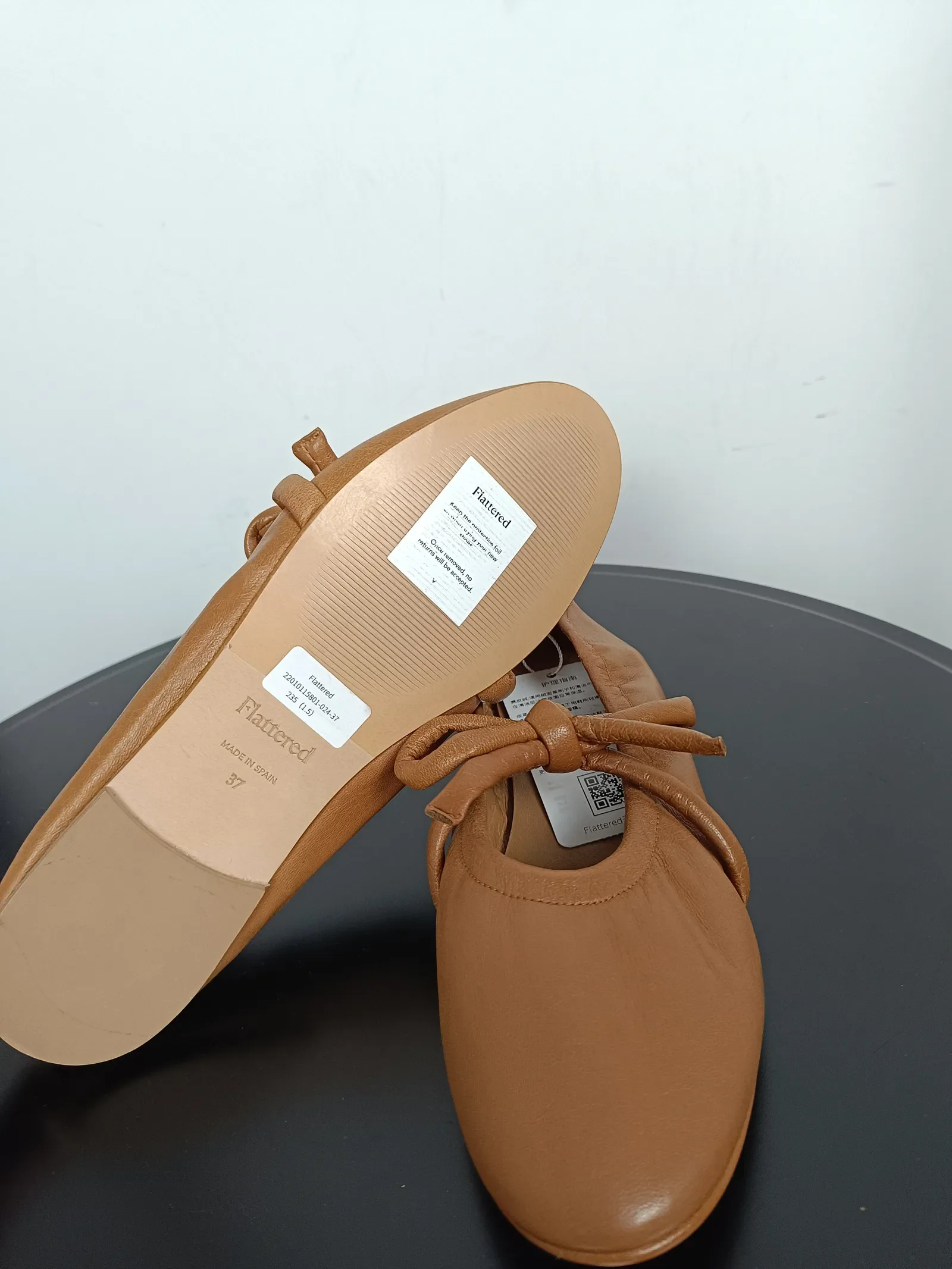 Flattered Polly Cognac Leather-skinnballerinaskor NWT - Image 3