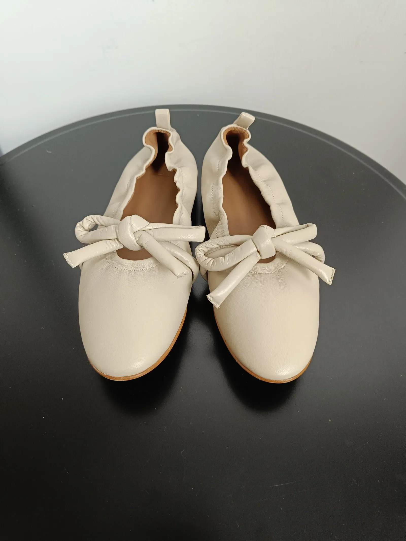 Flattered Polly Creme Leather-skinnballerinaskor NWOT - Image 4