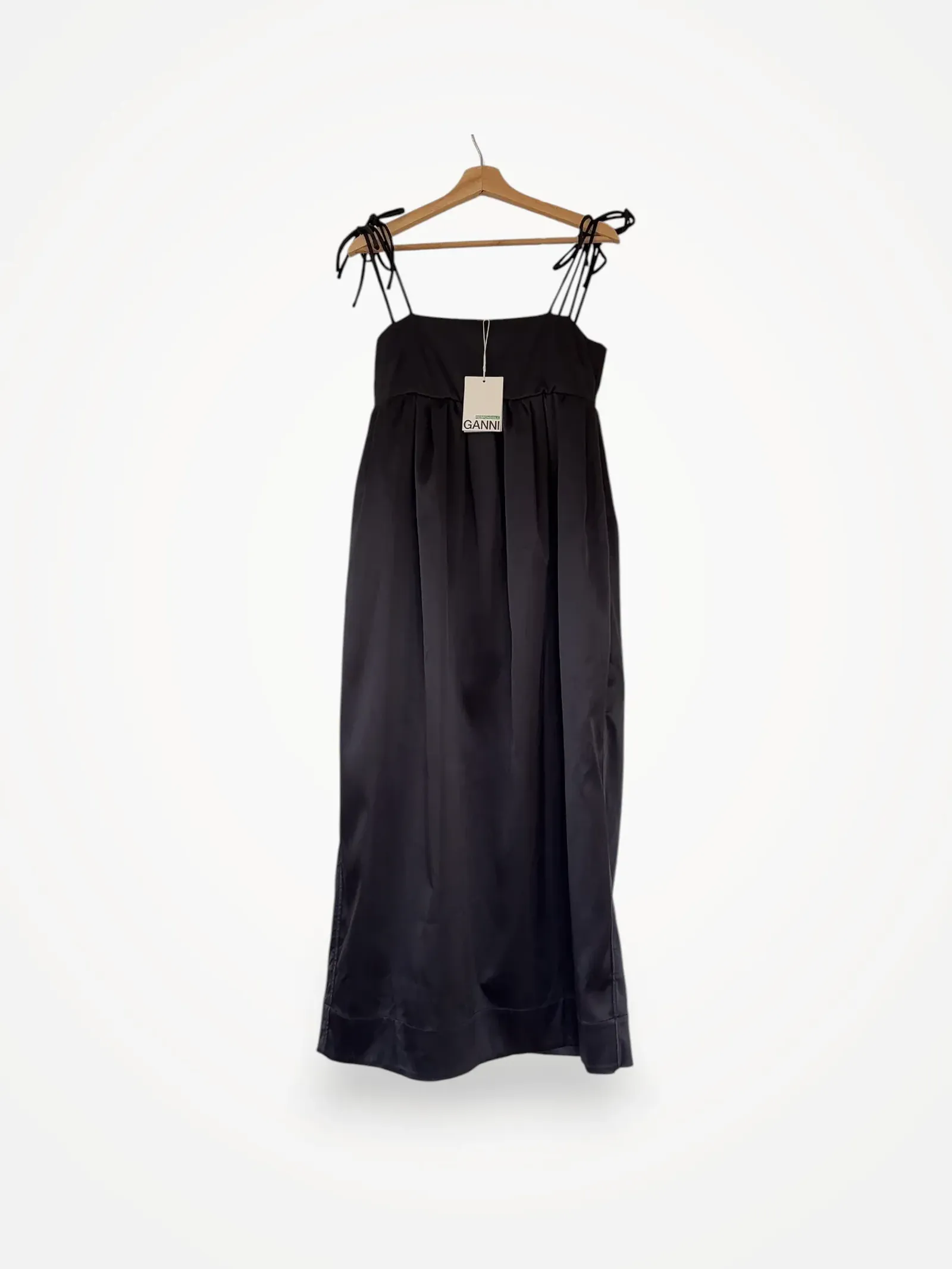 Ganni Double Satin String Long F8582-klänning NWT - Image 2