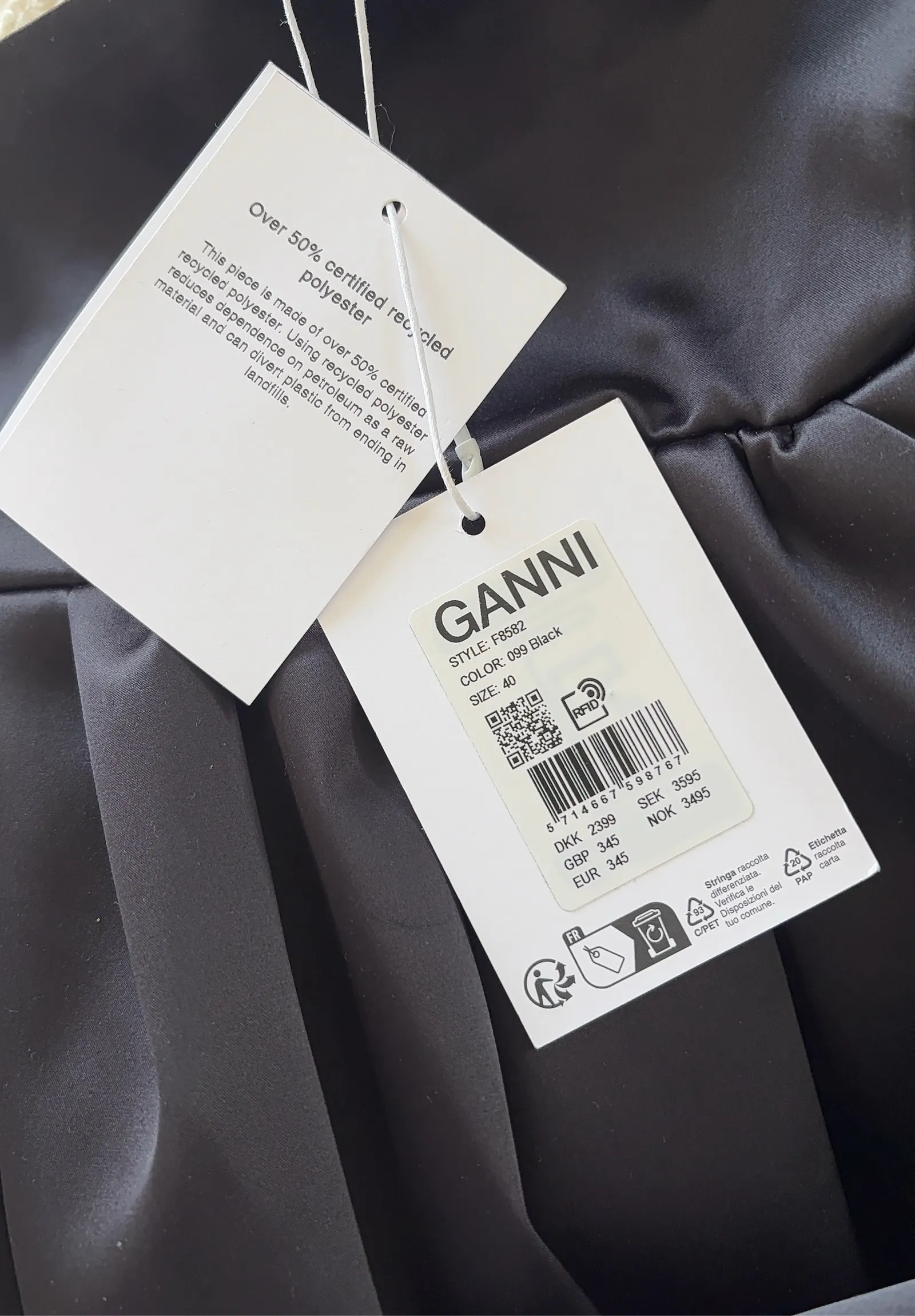 Ganni Double Satin String Long F8582-klänning NWT - Image 5