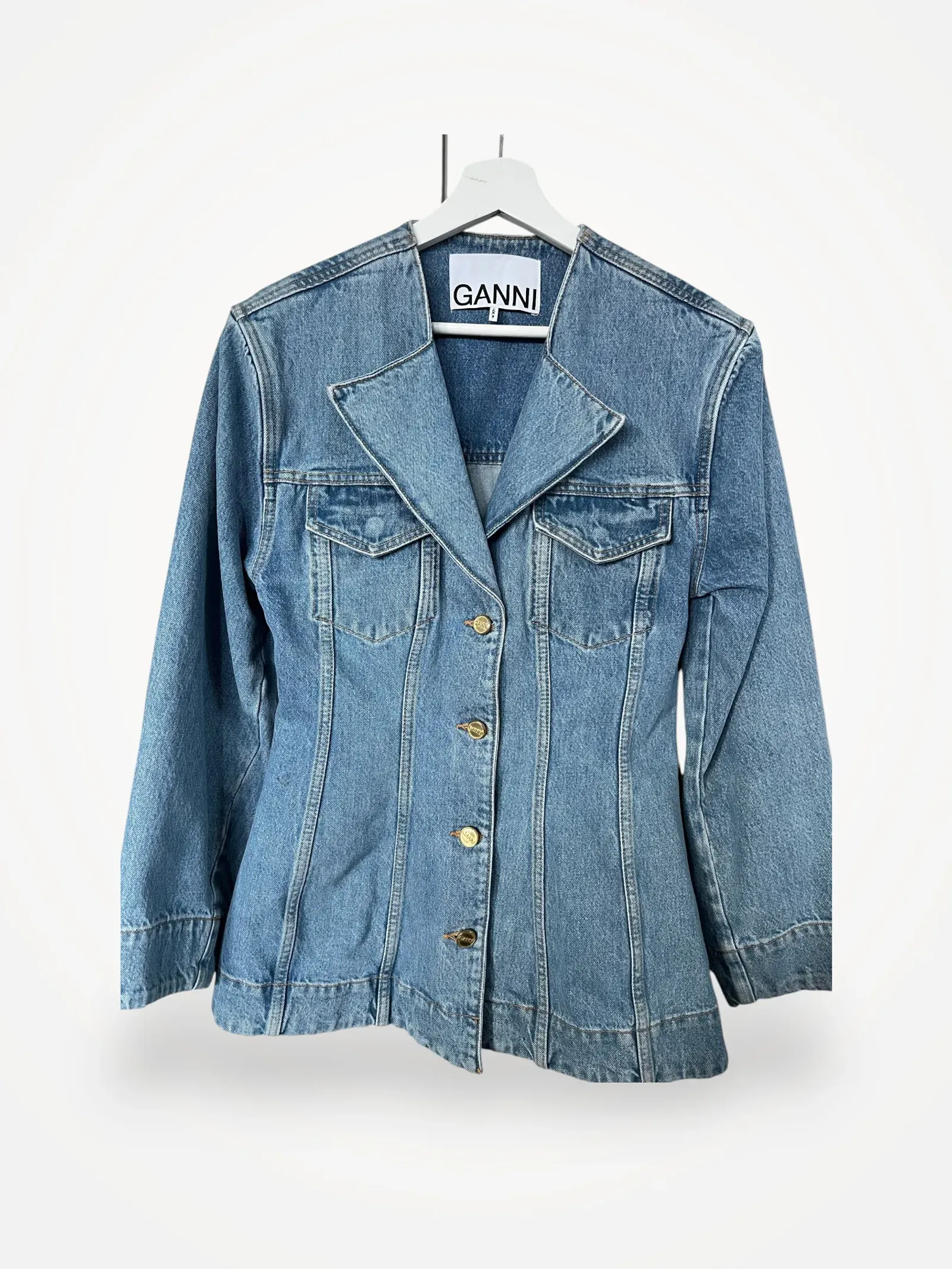 Ganni Fitted Denim Blazer-jacka NWOT - Image 2
