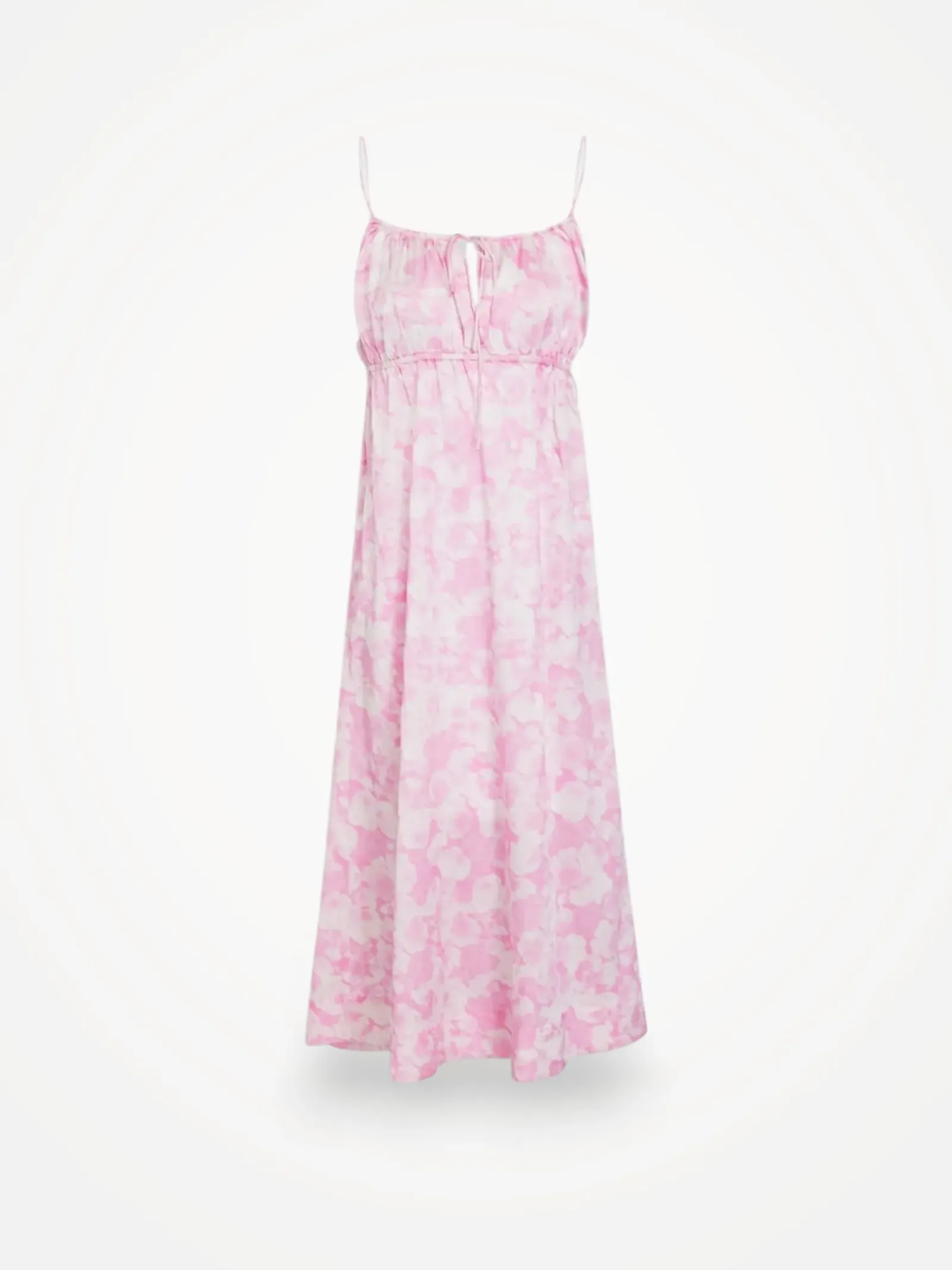 Ganni Tie-detailed Printed Silk-blend Satin Midi-sidenklänning NWT