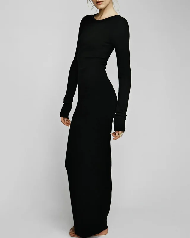Eterné Long Sleeve Crew Maxi-klänning