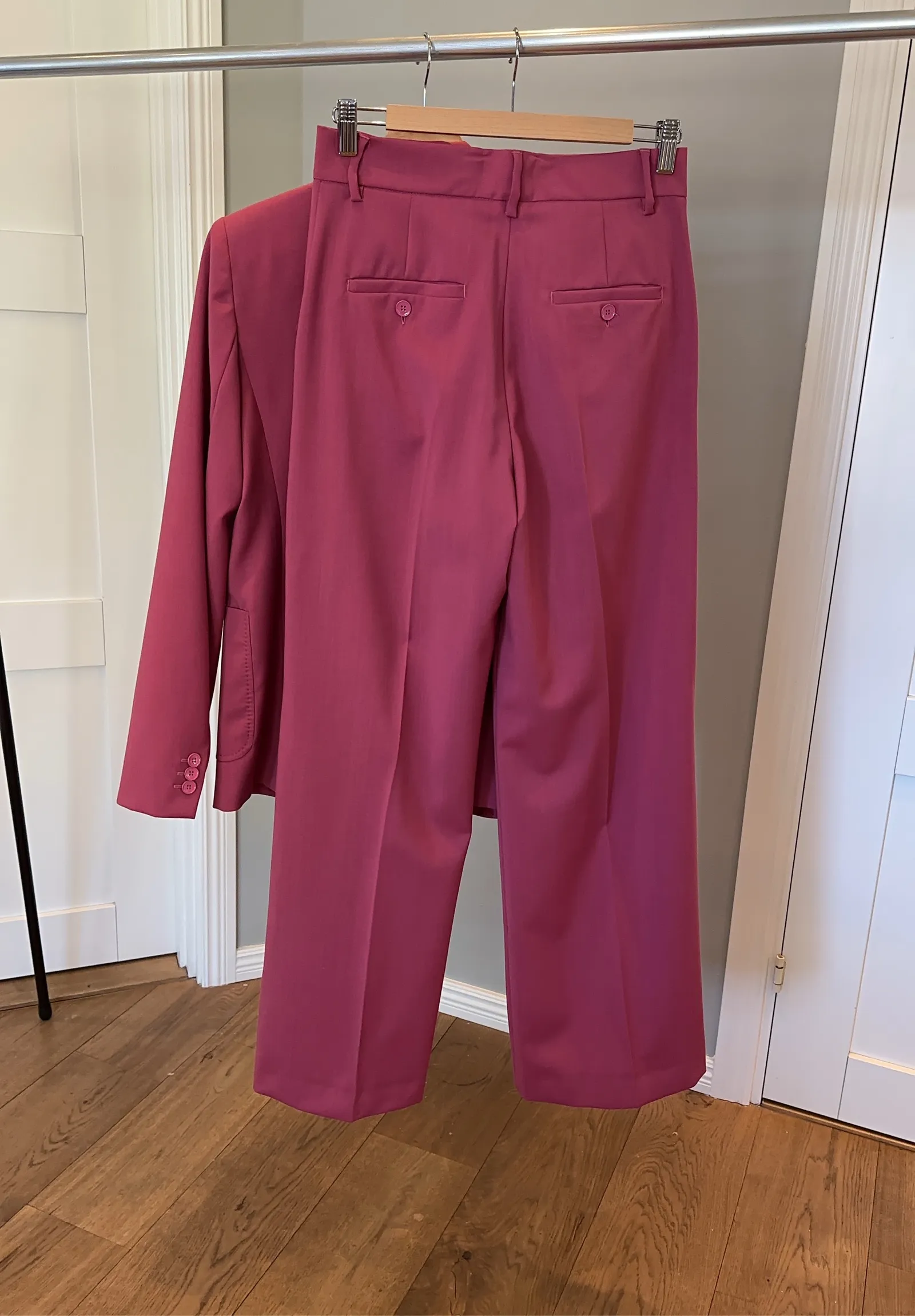 Max Mara Dubble-breasted Stretch Wool + Woollen Cloth Palazzo-ullkostym - Image 4
