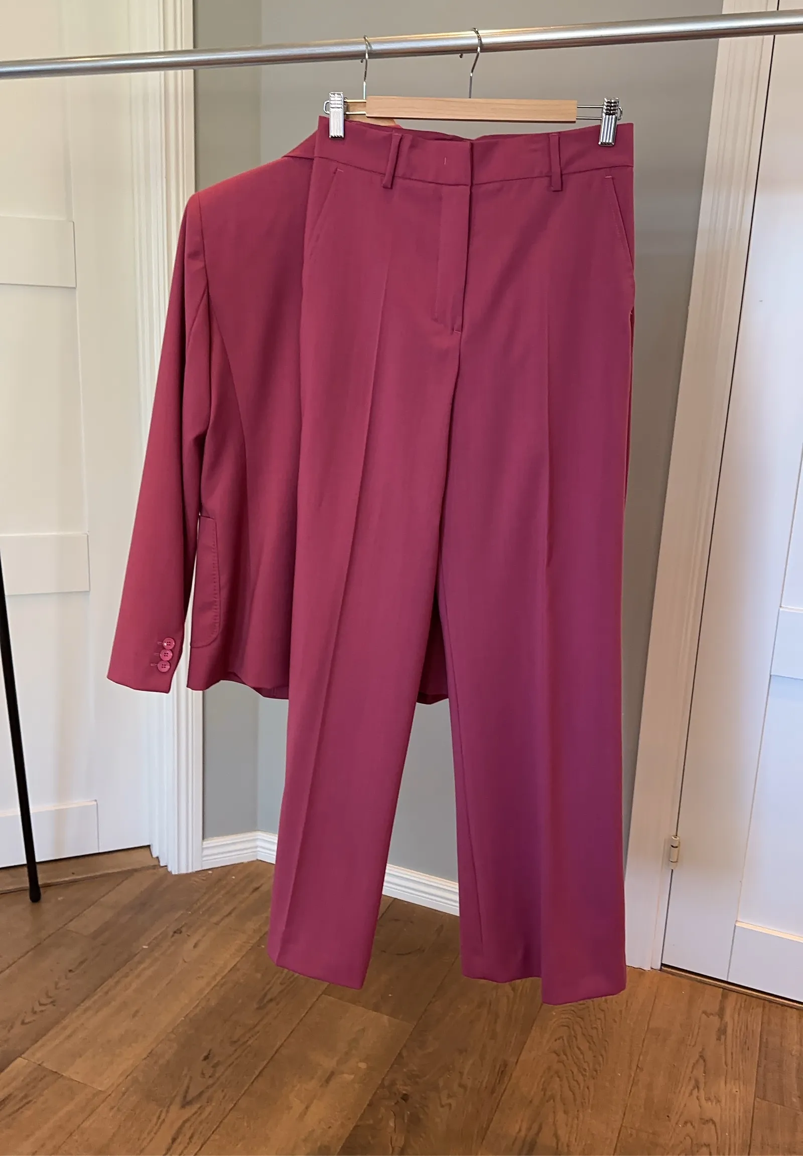 Max Mara Dubble-breasted Stretch Wool + Woollen Cloth Palazzo-ullkostym - Image 5