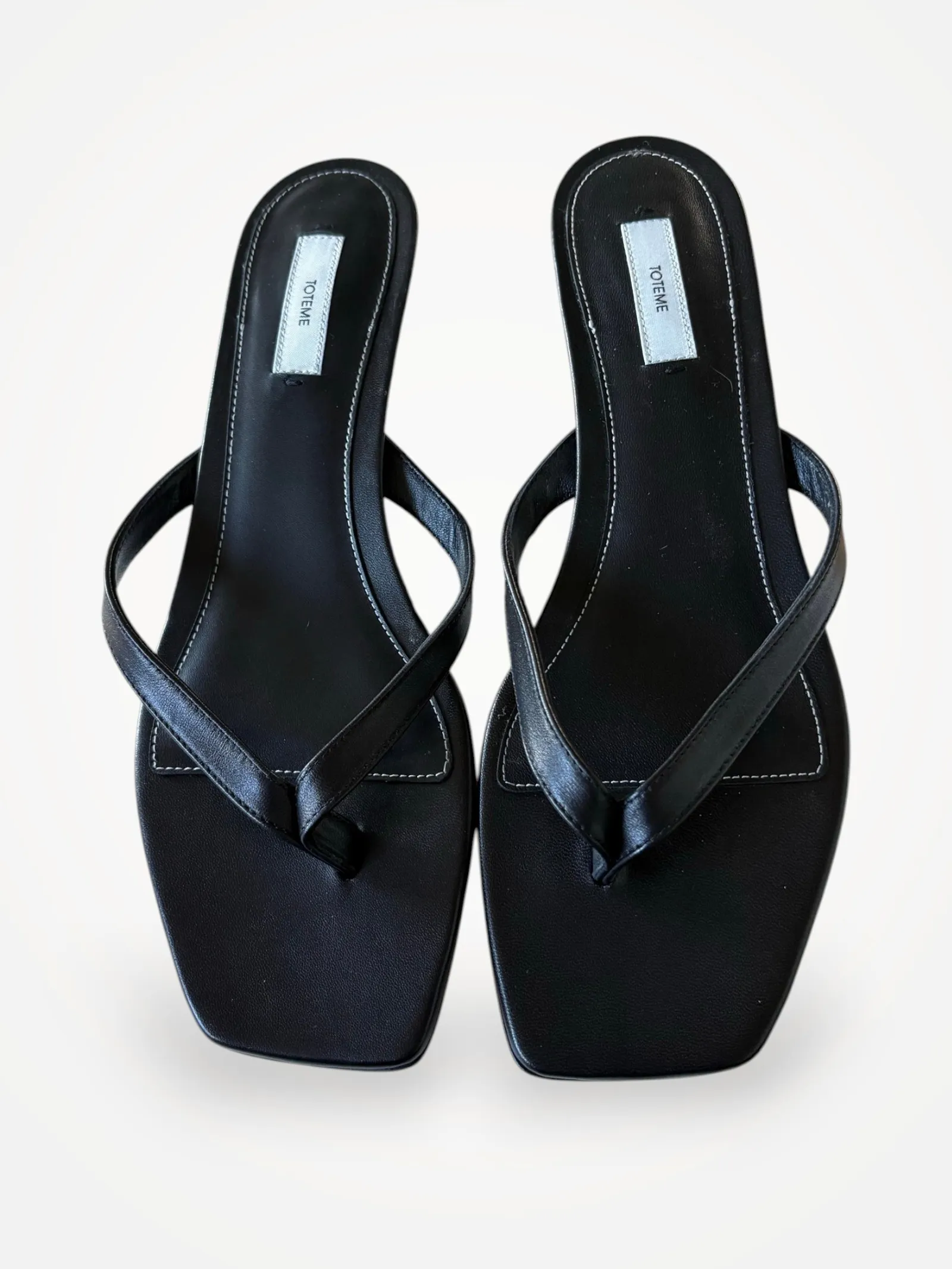 Toteme Leather Heeled Flip Flops-skinnklackar NWOT