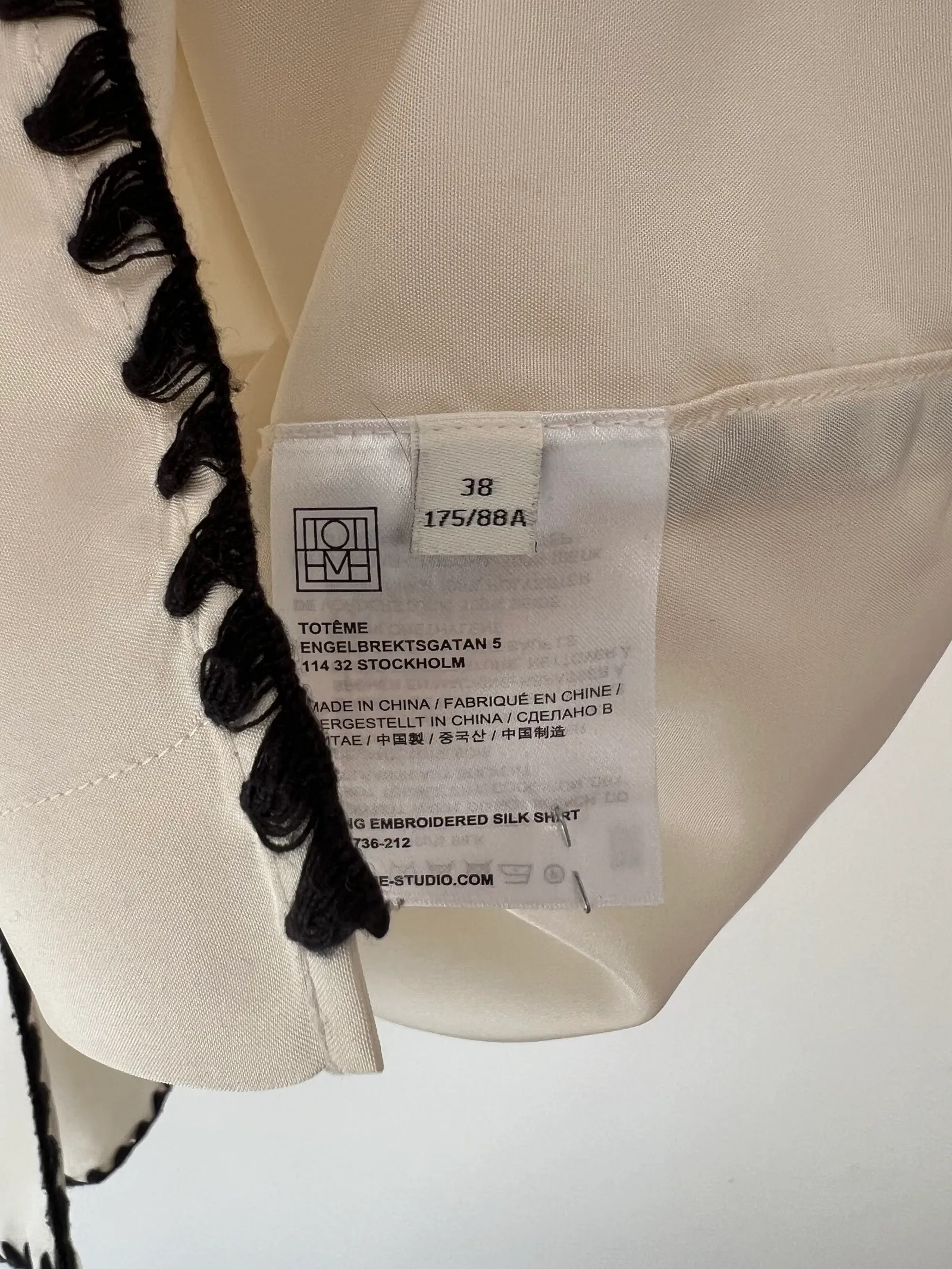 Toteme Long Embroidered Silk-sidenskjorta - Image 3
